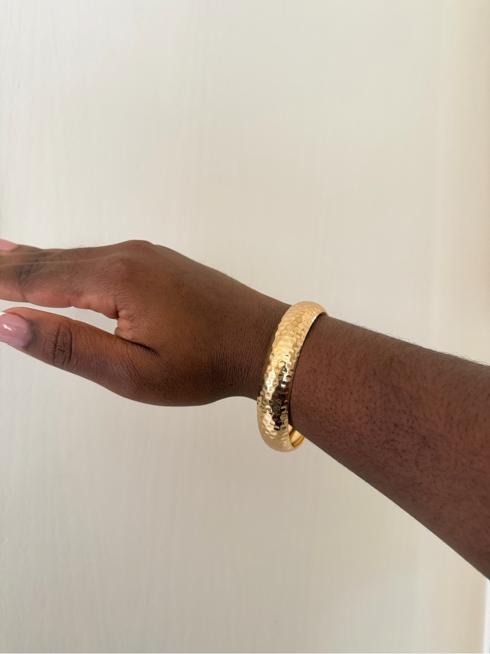Hammered Gold Tone Bangle Bracelet